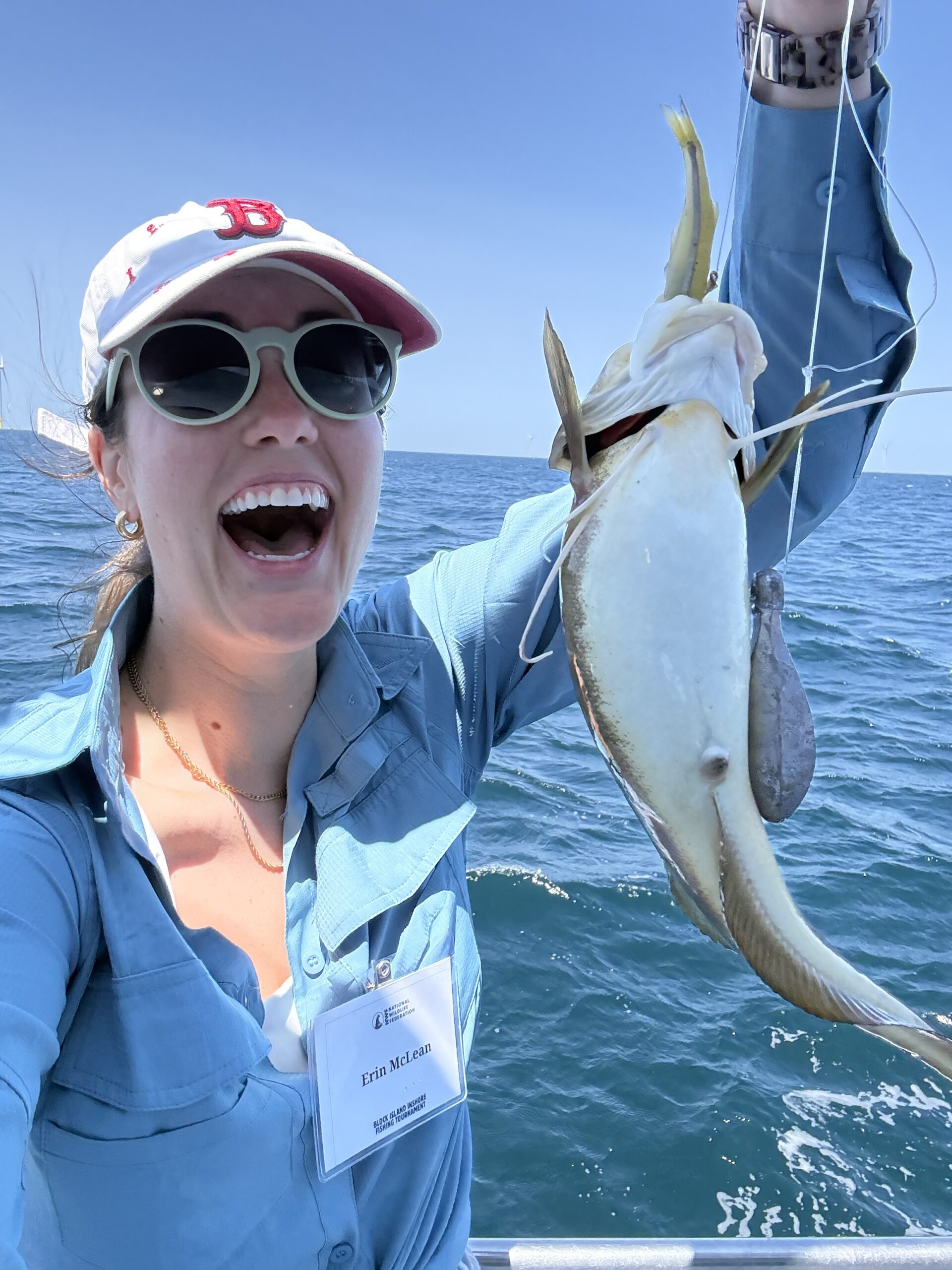 Selfie, Erin holding her catch